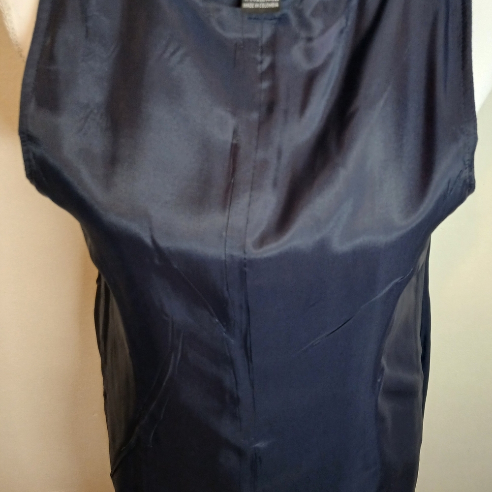 Rafaella Petites 100% Wool Navy Sleeveless Button Front Dress - Size 8P - Picture 5 of 12